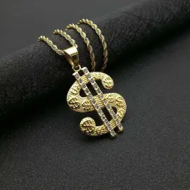 Wholesale Gold Plated Titanium Steel Dollar Pendant Necklace – Hip Hop Iced Out Jewelry Bulk Supplier Factory Price - Jewelryto