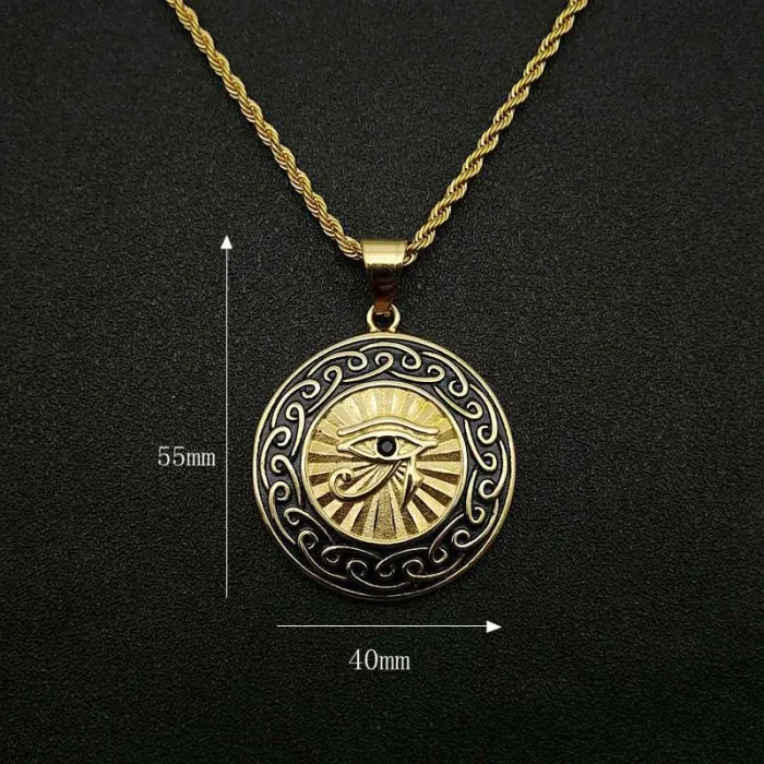 Wholesale Gold Plated Titanium Steel Eye of Horus Pendant Necklace – Egyptian Jewelry Bulk Supplier Factory Price