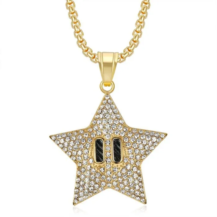 Wholesale Gold Plated Titanium Steel Starfish Pendant Necklace – Hip Hop Iced Out Jewelry Bulk Supplier Factory Price
