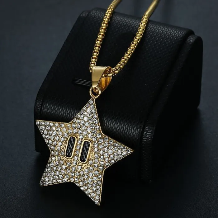 Wholesale Gold Plated Titanium Steel Starfish Pendant Necklace – Hip Hop Iced Out Jewelry Bulk Supplier Factory Price