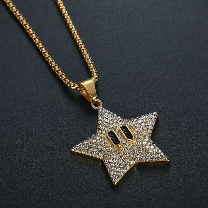 Wholesale Gold Plated Titanium Steel Starfish Pendant Necklace – Hip Hop Iced Out Jewelry Bulk Supplier Factory Price