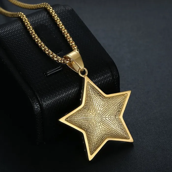 Wholesale Gold Plated Titanium Steel Starfish Pendant Necklace – Hip Hop Iced Out Jewelry Bulk Supplier Factory Price
