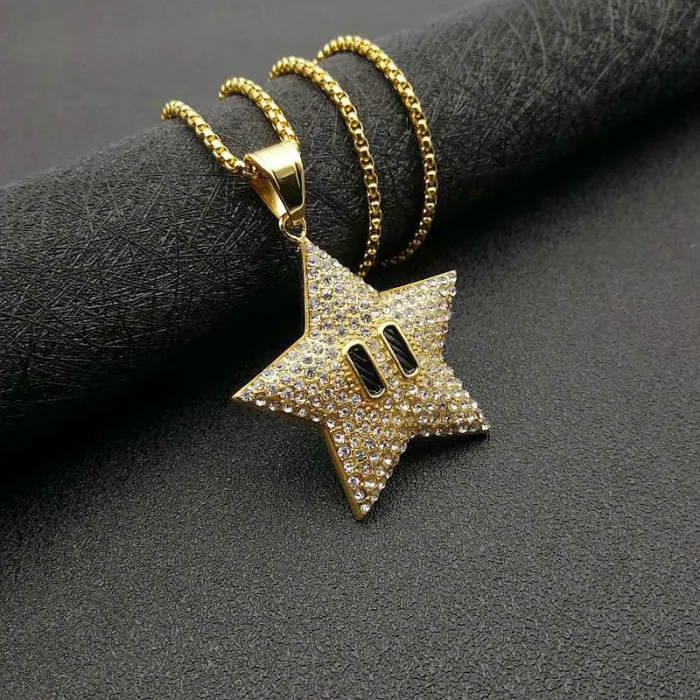 Wholesale Gold Plated Titanium Steel Starfish Pendant Necklace – Hip Hop Iced Out Jewelry Bulk Supplier Factory Price