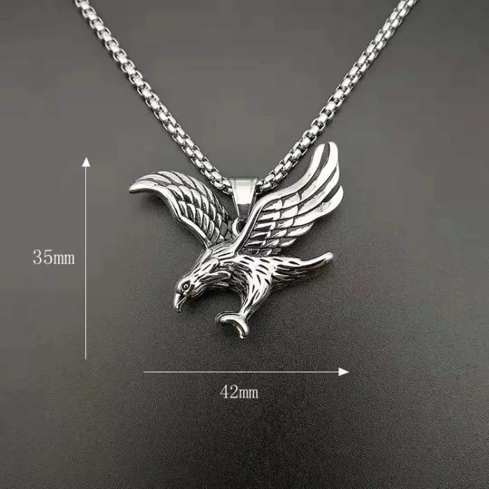 Wholesale Gold Plated Titanium Steel Eagle Pendant Necklace – Hip Hop Jewelry Bulk Supplier Factory Price