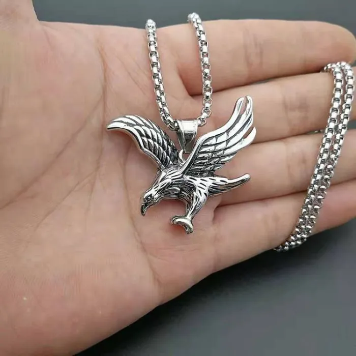 Wholesale Gold Plated Titanium Steel Eagle Pendant Necklace – Hip Hop Jewelry Bulk Supplier Factory Price