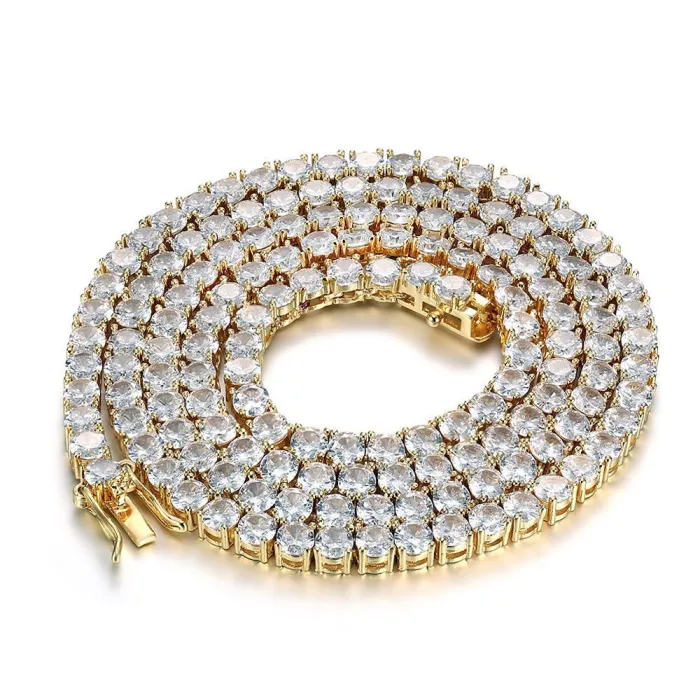 Wholesale Real Gold Plated Copper Men’s Hip Hop Necklace with Cubic Zirconia – Bulk Supplier Factory Price
