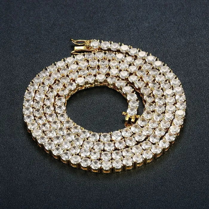 Wholesale Real Gold Plated Copper Men’s Hip Hop Necklace with Cubic Zirconia – Bulk Supplier Factory Price