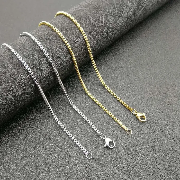 Wholesale Gold Plated Titanium Steel Box Chain Necklace – Unisex Jewelry Bulk Supplier Factory Price