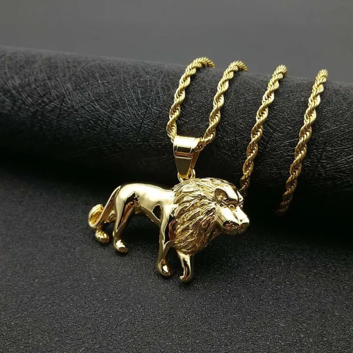 Wholesale Titanium Steel African Lion Head Pendant Necklace – Hip Hop Jewelry Bulk Supplier Factory Price