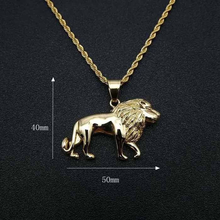 Wholesale Titanium Steel African Lion Head Pendant Necklace – Hip Hop Jewelry Bulk Supplier Factory Price