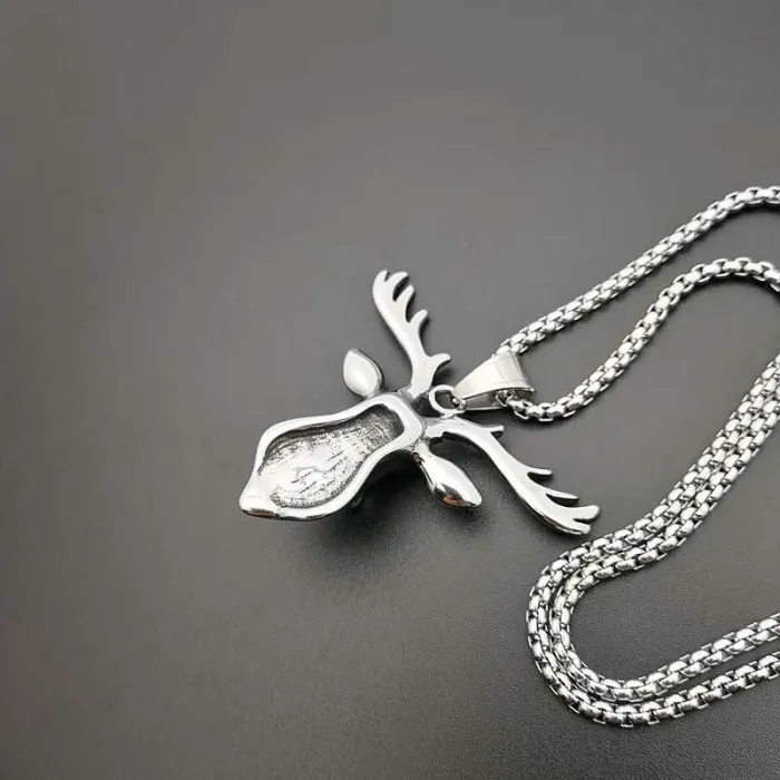 Wholesale Titanium Steel Turquoise Deer Head Pendant Necklace – Vintage Punk Jewelry Bulk Supplier Factory Price