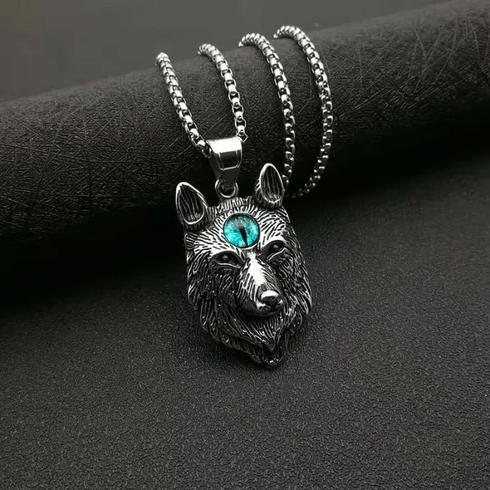 Wholesale Gold Plated Titanium Steel Viking Wolf Head Pendant Necklace – Norse Totem Jewelry Bulk Supplier Factory Price