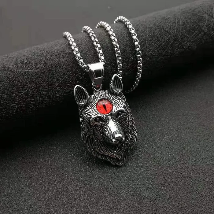 Wholesale Gold Plated Titanium Steel Viking Wolf Head Pendant Necklace – Norse Totem Jewelry Bulk Supplier Factory Price
