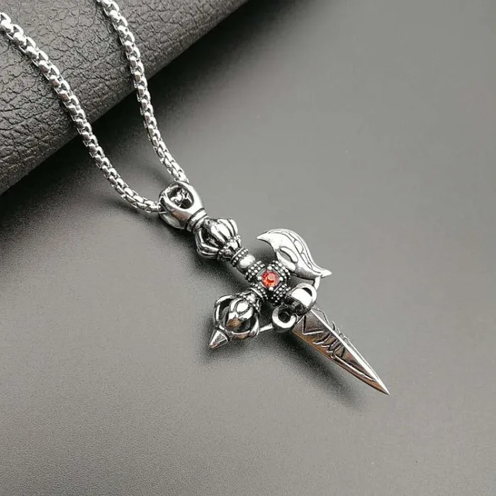 Wholesale Titanium Steel Vajra Pendant Necklace – Vintage Punk Tibetan Jewelry Bulk Supplier Factory Price