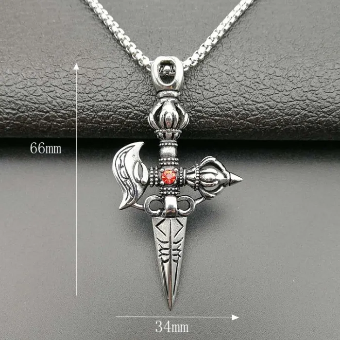Wholesale Titanium Steel Vajra Pendant Necklace – Vintage Punk Tibetan Jewelry Bulk Supplier Factory Price