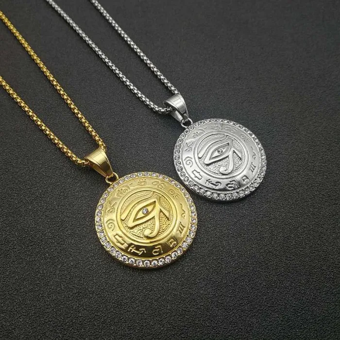 Wholesale Gold Plated Titanium Steel Eye of Horus Pendant Necklace – Hip Hop Iced Out Jewelry Bulk Supplier Factory Price