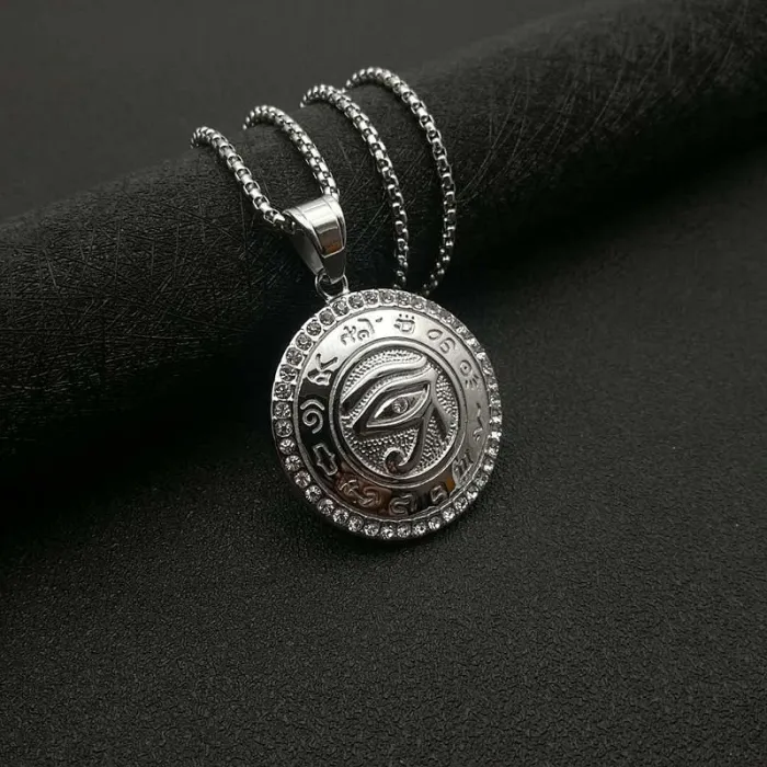 Wholesale Gold Plated Titanium Steel Eye of Horus Pendant Necklace – Hip Hop Iced Out Jewelry Bulk Supplier Factory Price