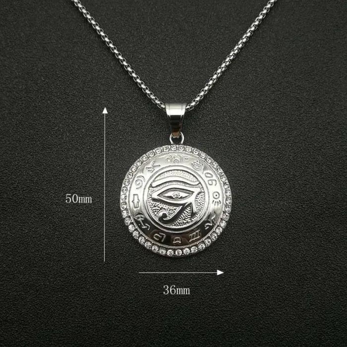 Wholesale Gold Plated Titanium Steel Eye of Horus Pendant Necklace – Hip Hop Iced Out Jewelry Bulk Supplier Factory Price