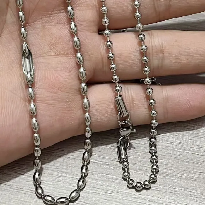 Wholesale Stainless Steel 3mm Bead Chain Necklace with Lobster Clasp – Punk Jewelry Bulk Supplier Factory Price