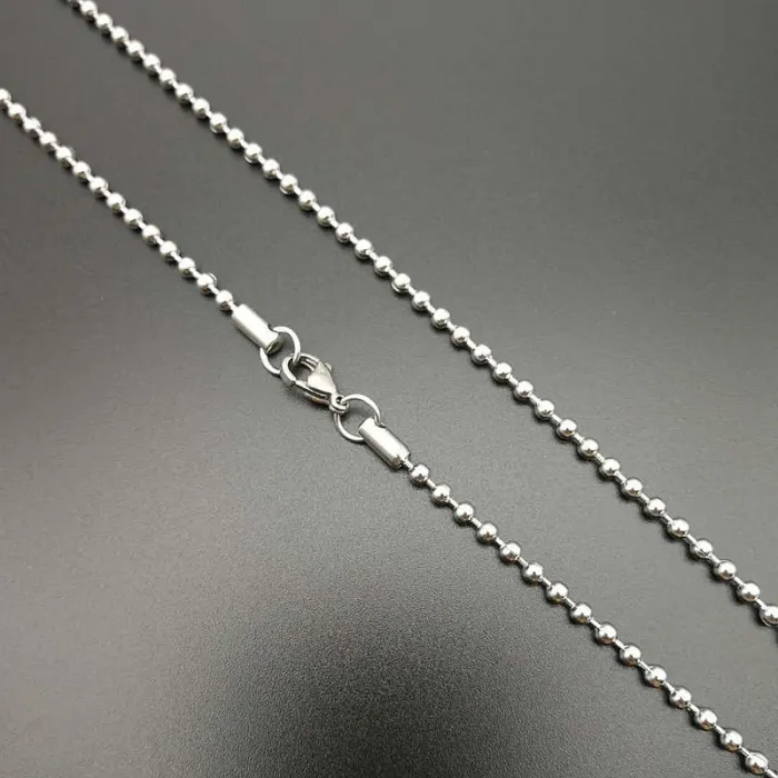 Wholesale Stainless Steel 3mm Bead Chain Necklace with Lobster Clasp – Punk Jewelry Bulk Supplier Factory Price