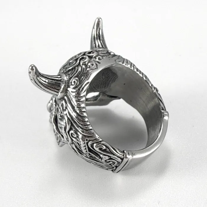 Wholesale Horned Skull Ring – Bulk Gothic Stainless Steel Biker Jewelry for Men at Factory Price