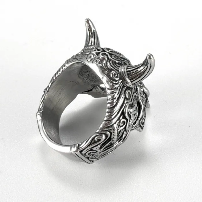 Wholesale Horned Skull Ring – Bulk Gothic Stainless Steel Biker Jewelry for Men at Factory Price