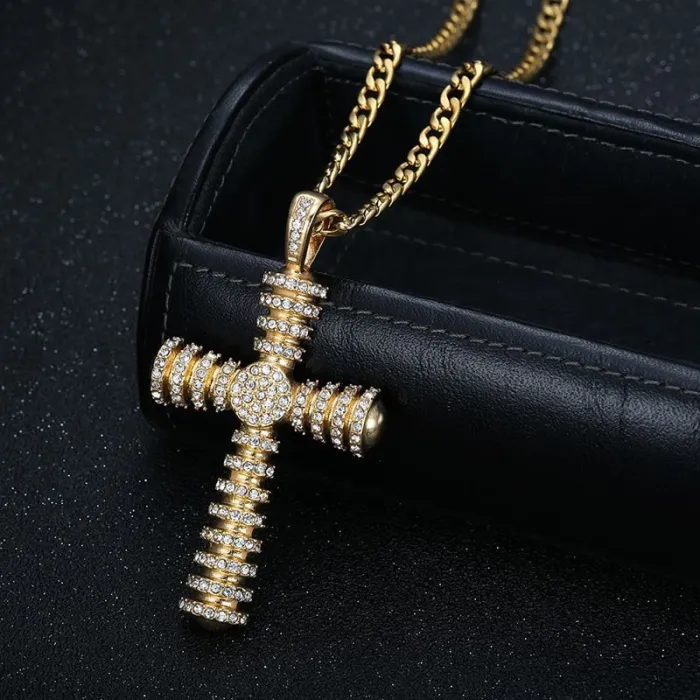Wholesale Gold Cross Pendant – Bulk Hip Hop CZ Iced-Out Necklace for Men at Factory Price