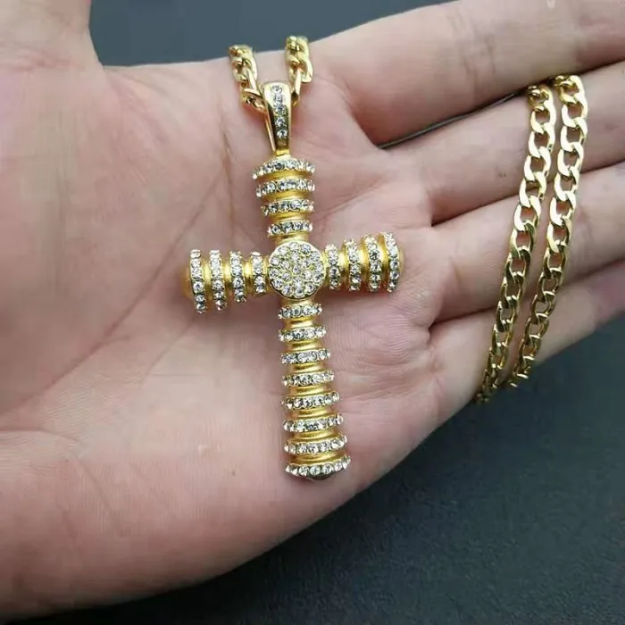 Wholesale Gold Cross Pendant – Bulk Hip Hop CZ Iced-Out Necklace for Men at Factory Price