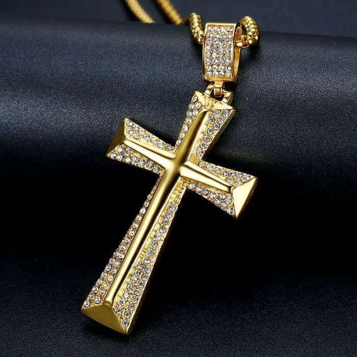 Wholesale Hip Hop Pendant Necklace – Bulk Gold-Plated Titanium Steel Jewelry with CZ at Factory Price