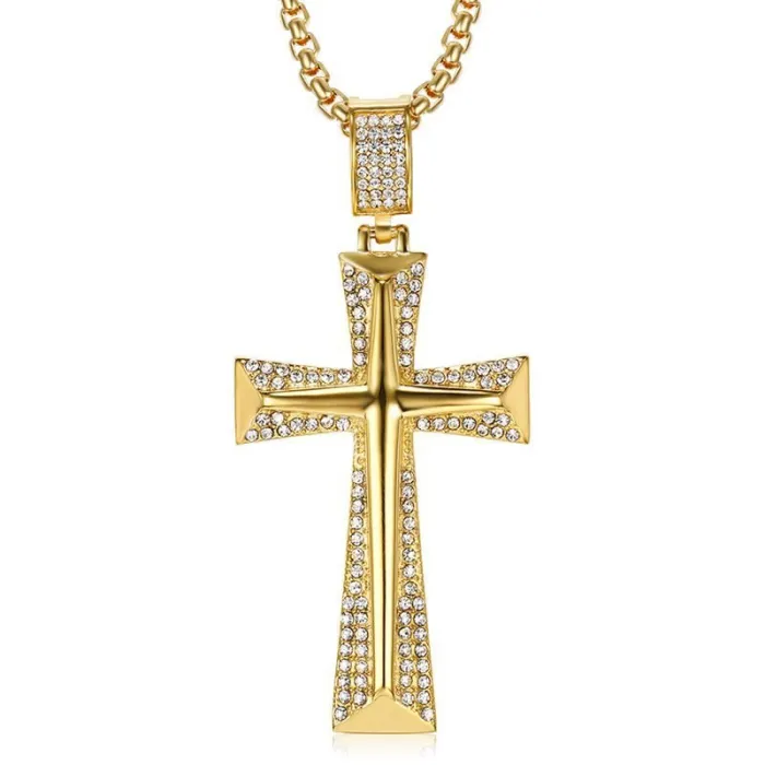 Wholesale Hip Hop Pendant Necklace – Bulk Gold-Plated Titanium Steel Jewelry with CZ at Factory Price