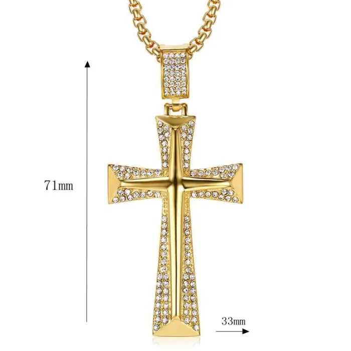 Wholesale Hip Hop Pendant Necklace – Bulk Gold-Plated Titanium Steel Jewelry with CZ at Factory Price