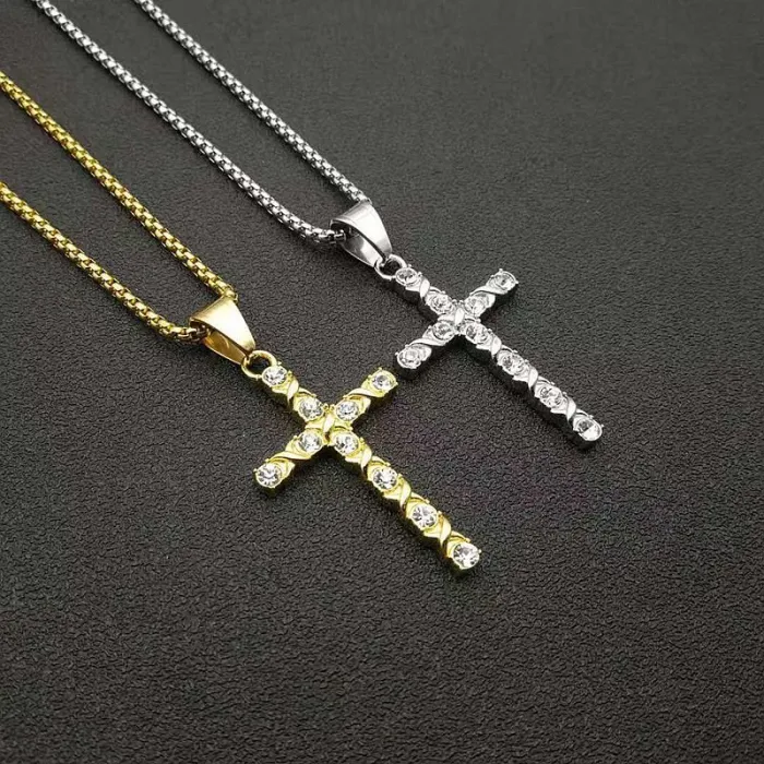 Wholesale Hip Hop Pendant Necklace – Bulk Gold-Plated Titanium Steel Jewelry with CZ Bling at Factory Price