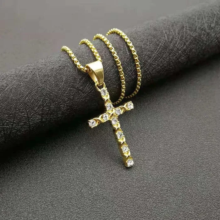 Wholesale Hip Hop Pendant Necklace – Bulk Gold-Plated Titanium Steel Jewelry with CZ Bling at Factory Price