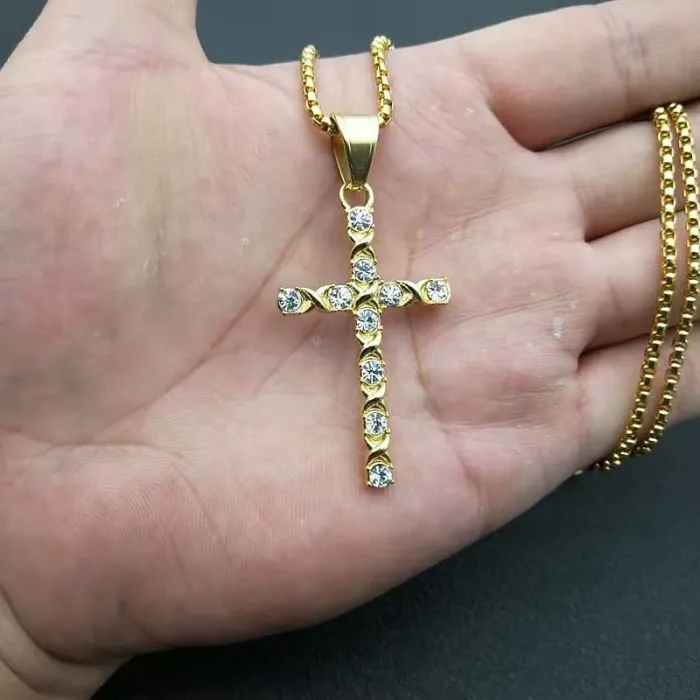 Wholesale Hip Hop Pendant Necklace – Bulk Gold-Plated Titanium Steel Jewelry with CZ Bling at Factory Price