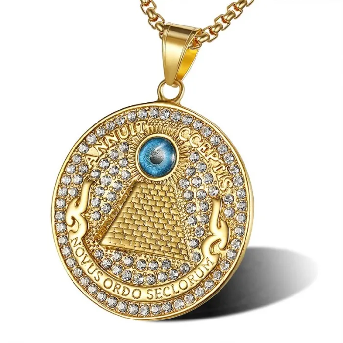 Wholesale Eye of God Pendant Necklace | Hip Hop Iced Out Titanium Steel Jewelry Bulk Supplier