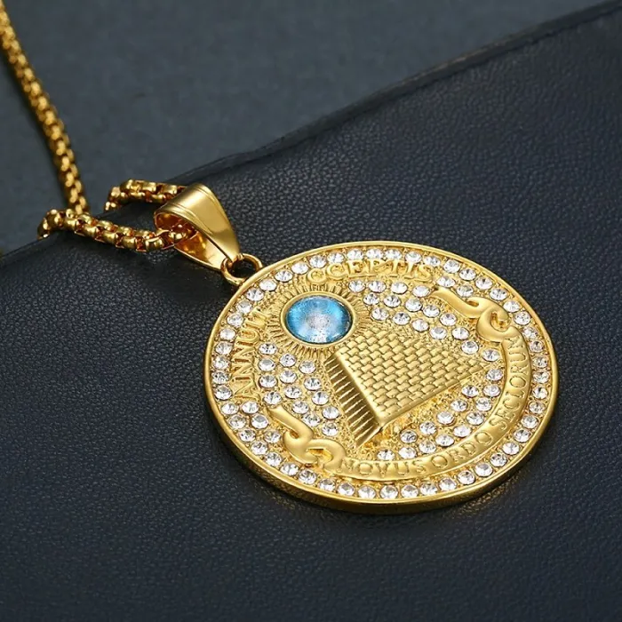 Wholesale Eye of God Pendant Necklace | Hip Hop Iced Out Titanium Steel Jewelry Bulk Supplier