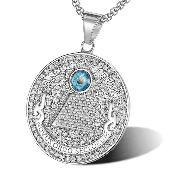 Wholesale Eye of God Pendant Necklace | Hip Hop Iced Out Titanium Steel Jewelry Bulk Supplier
