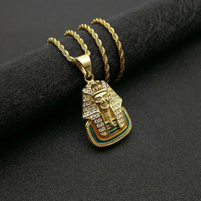 Wholesale Pharaoh Pendant Necklace | Hip Hop Iced Out Egyptian King Jewelry Bulk Supplier