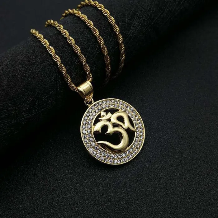 Wholesale OM Pendant Necklace | Hip Hop Iced Out Yoga Jewelry in Bulk at Factory Price