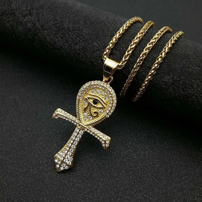 Wholesale Eye of Horus Ankh Pendant Necklace | Hip Hop Iced Out Jewelry Bulk Supplier Factory Price