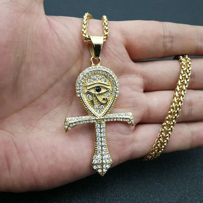 Wholesale Eye of Horus Ankh Pendant Necklace | Hip Hop Iced Out Jewelry Bulk Supplier Factory Price