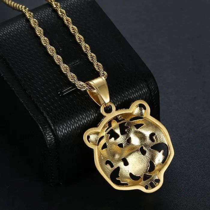 Wholesale Tiger Head Pendant Necklace | Hip Hop Iced Out Titanium Steel Jewelry Bulk Supplier