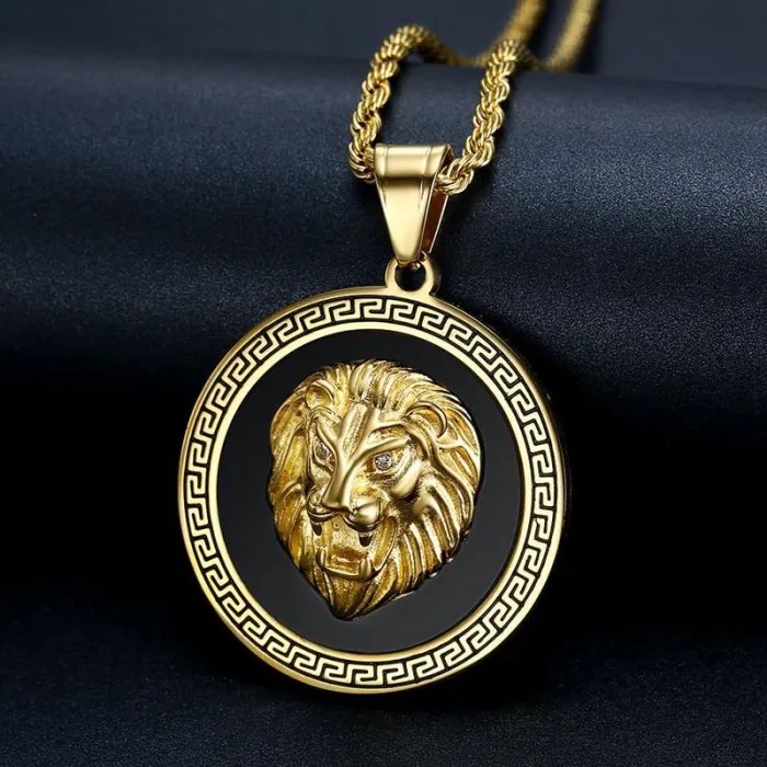 Wholesale Lion Head Pendant Necklace | New Hip Hop Iced Out Titanium Steel Jewelry Bulk Supplier