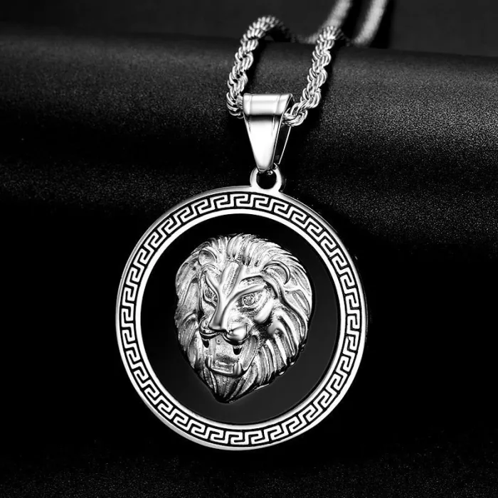 Wholesale Lion Head Pendant Necklace | New Hip Hop Iced Out Titanium Steel Jewelry Bulk Supplier