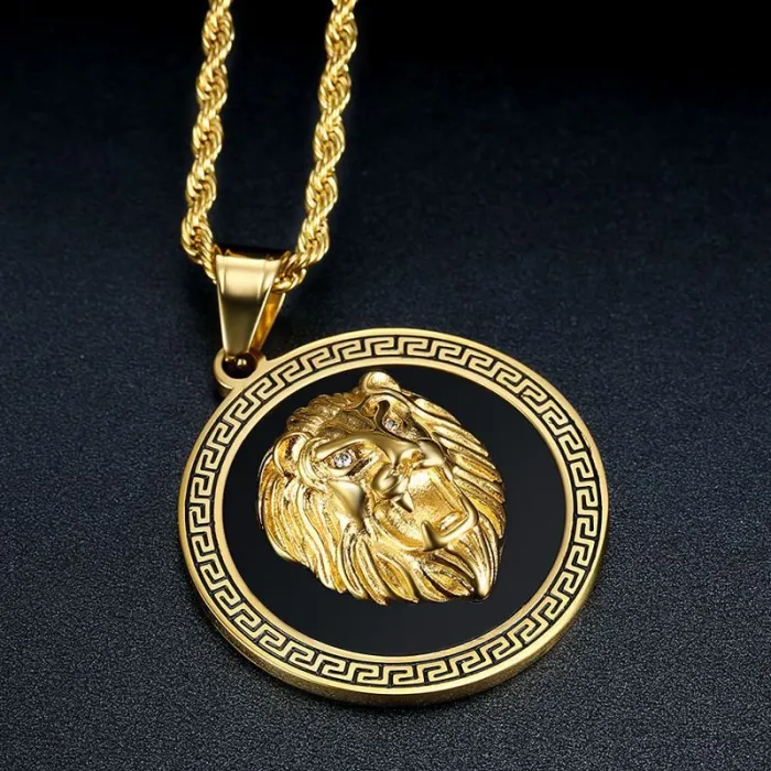 Wholesale Lion Head Pendant Necklace | New Hip Hop Iced Out Titanium Steel Jewelry Bulk Supplier