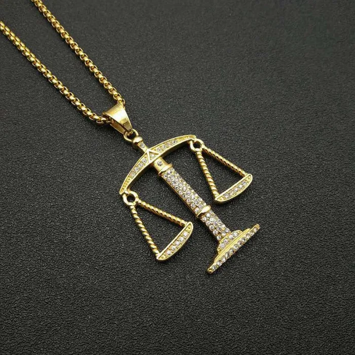 Wholesale Libra Zodiac Pendant Necklace | Hip Hop Titanium Steel Jewelry Bulk Supplier at Factory Price