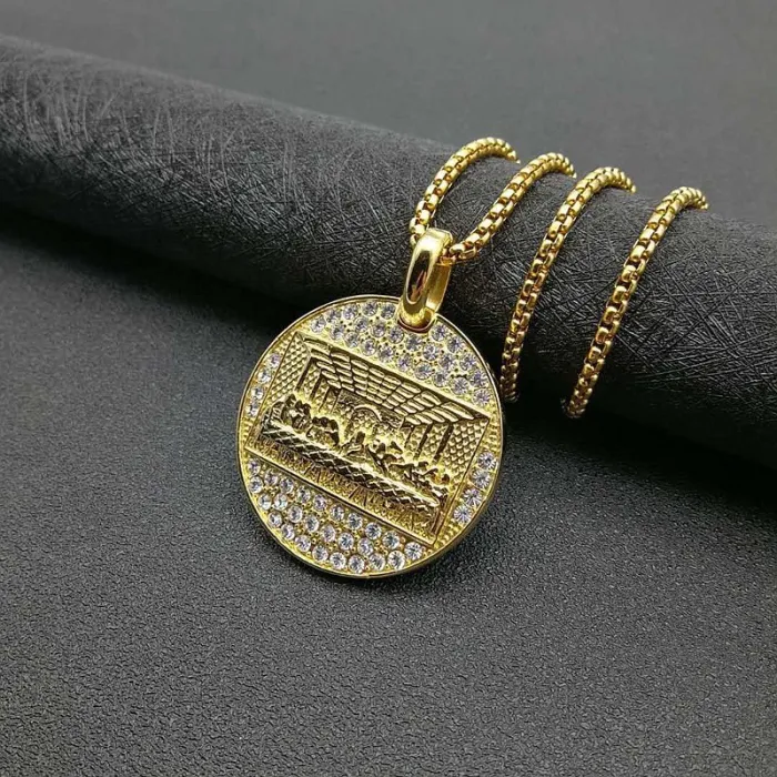 Wholesale 13 Apostles Pendant Necklace | Hip Hop Iced Out Gold-Plated Titanium Steel Jewelry Bulk Supplier