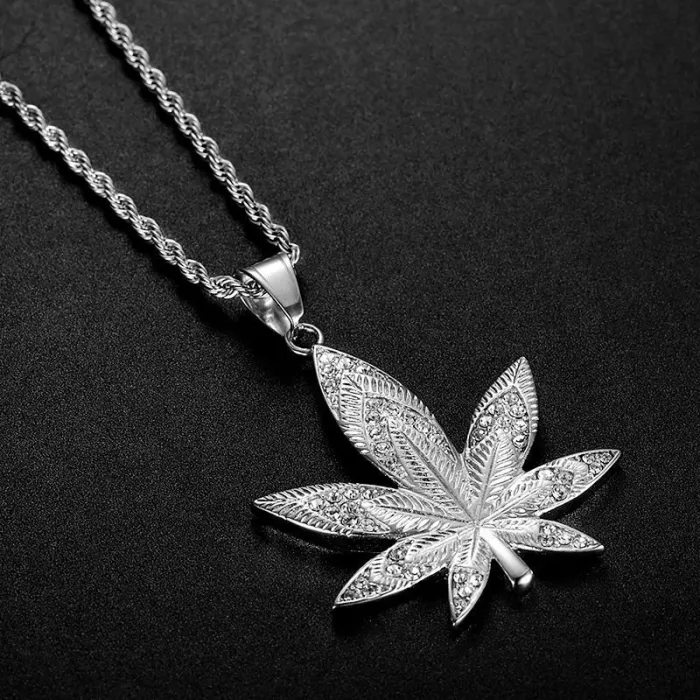 Wholesale Jamaican Maple Leaf Pendant Necklace | Hip Hop Iced Out Titanium Steel Jewelry Bulk Supplier