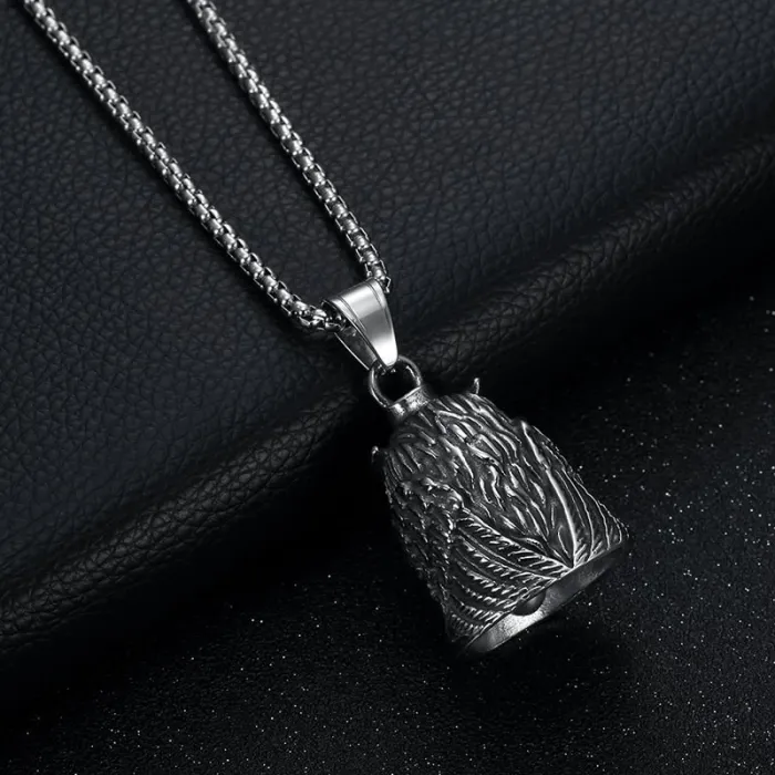 Wholesale Punk Motorcycle Bell Keychain | Vintage Rhinestone Owl Biker Luck Bell Stainless Steel Supplier