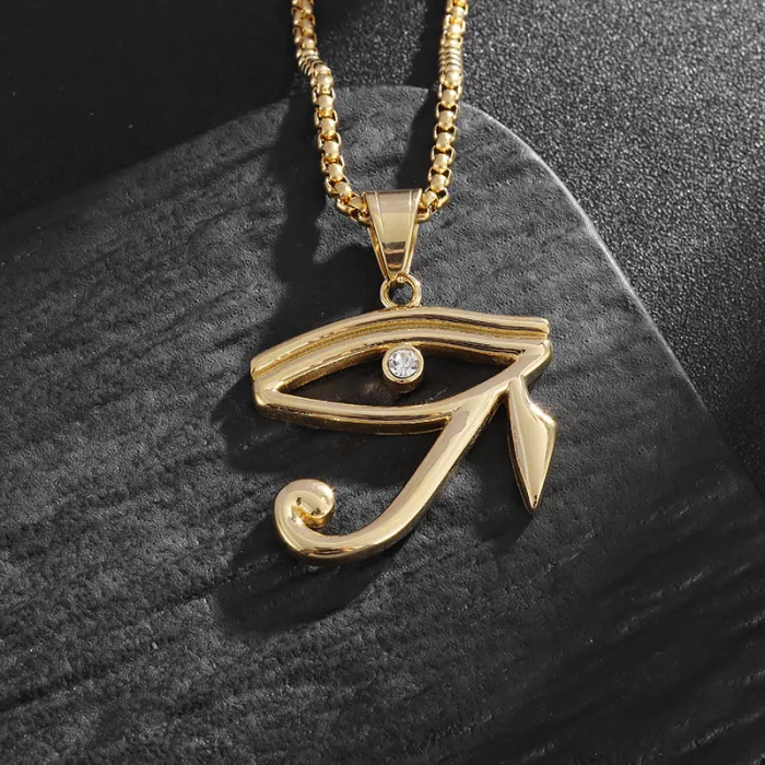 Wholesale Eye of Horus Pendant Necklace | Egyptian Falcon Head Amulet Titanium Steel Jewelry Bulk Supplier